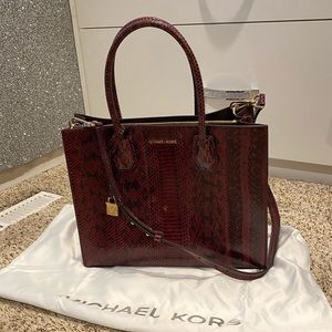 mercer large snakeskin tote